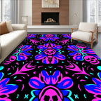 Vibrant Skull Floral Kaleidoscope Rug