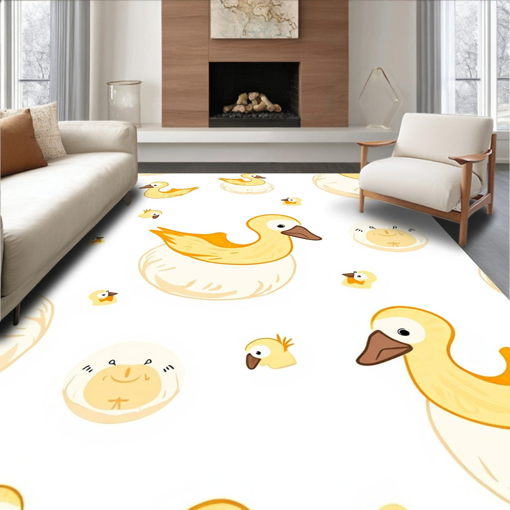 Yellow Ducklings And Mother Ducks Rug