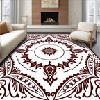 Deep Crimson Floral Medallion Border Rug