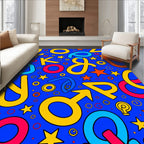 Bold Primary Alphabet Stars Rug
