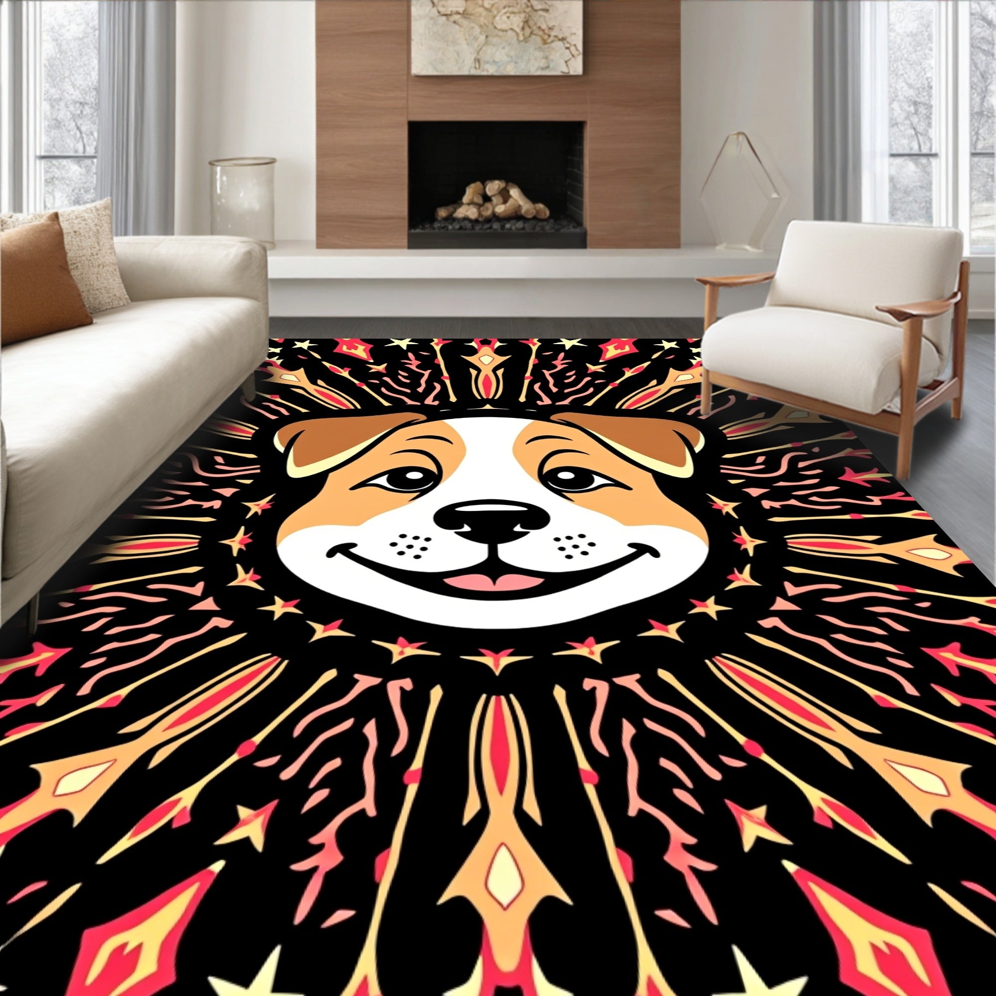 Vibrant Dog Starburst Radiant Rug