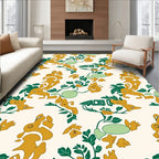 Whimsical Mustard Creatures Greenery Arrangement Rug