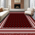 Deep Red Lattice Bordered Rug