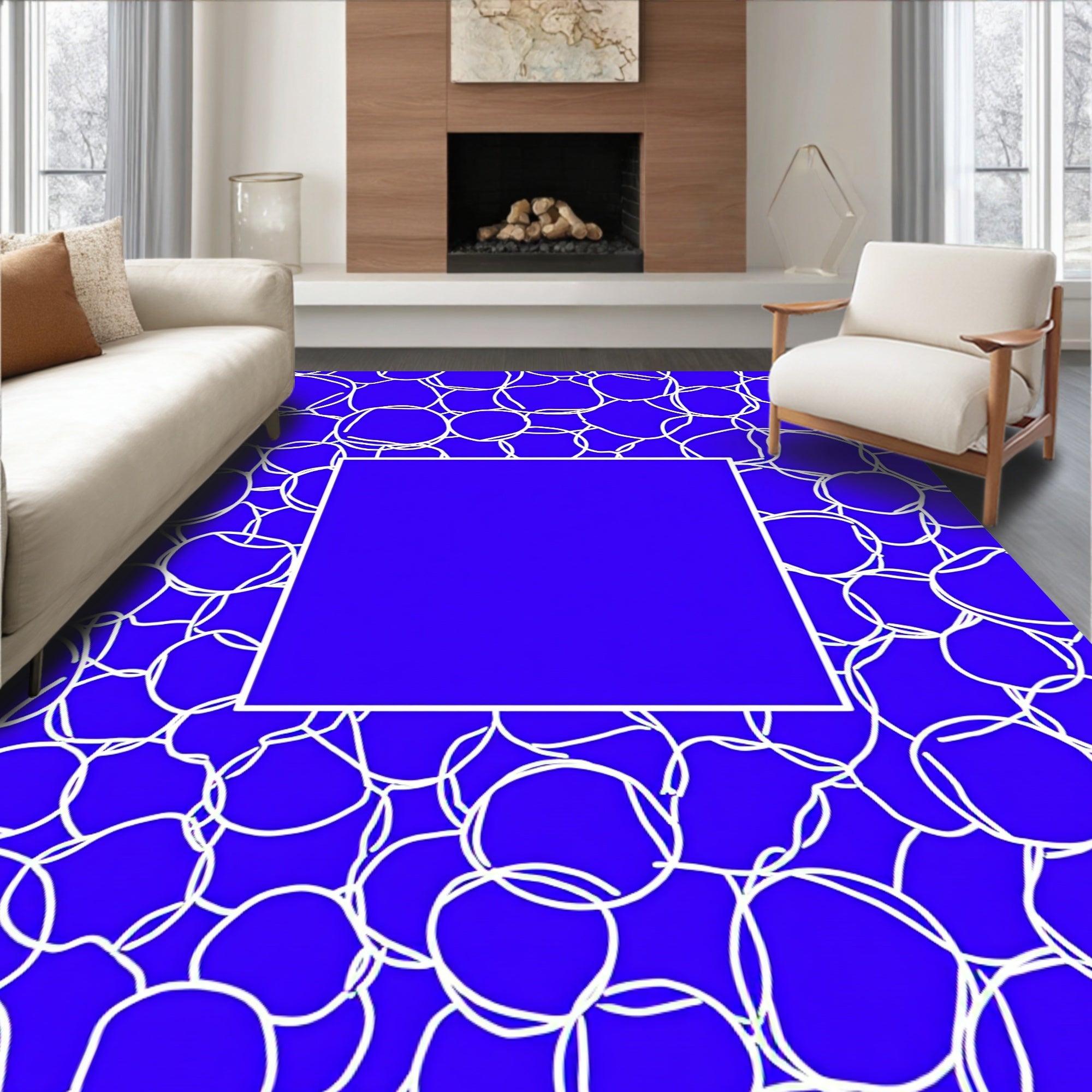 Royal Blue Bubble Cluster Rug