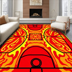 Fiery Red Orange Abstract Court Rug