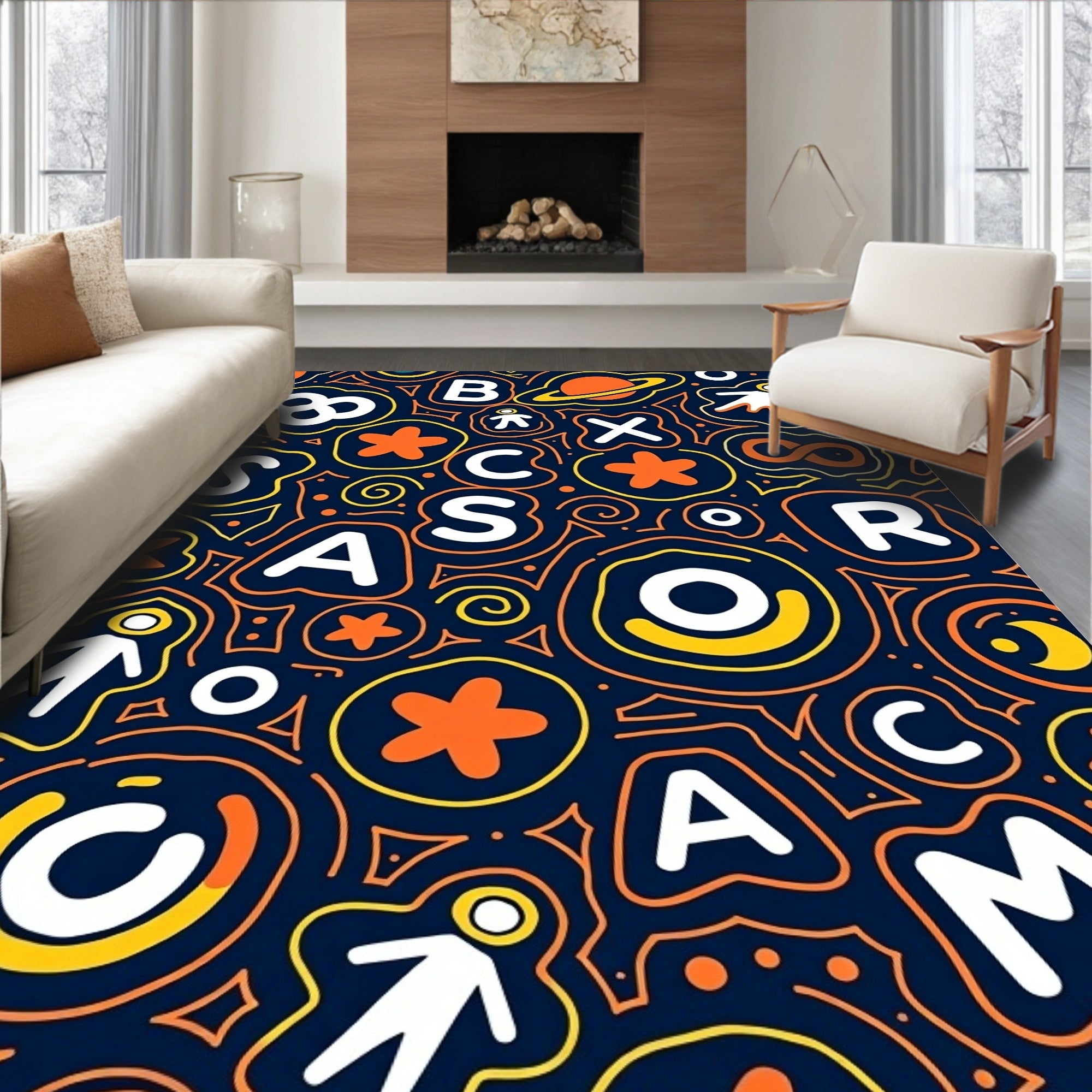 Playful Alphabet And Shapes Medley Rug