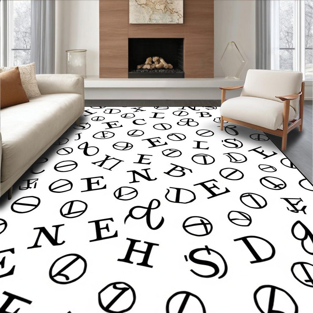 Black And White Alphabet Collage Rug
