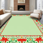 Red Creature Floral Border Rug