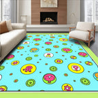 Playful Doodle Characters Scattered Circles Rug