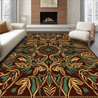 Art Nouveau Golden Green Floral Rug