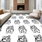 Playful Tiger Cub Silhouette Repeating Pattern Rug