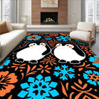 Whimsical Penguin Snow Flake Garden Rug