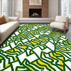 Abstract Green Yellow Jagged Forms Rug