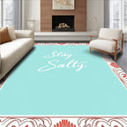 Coral Shell Border Mint Centerpiece Rug