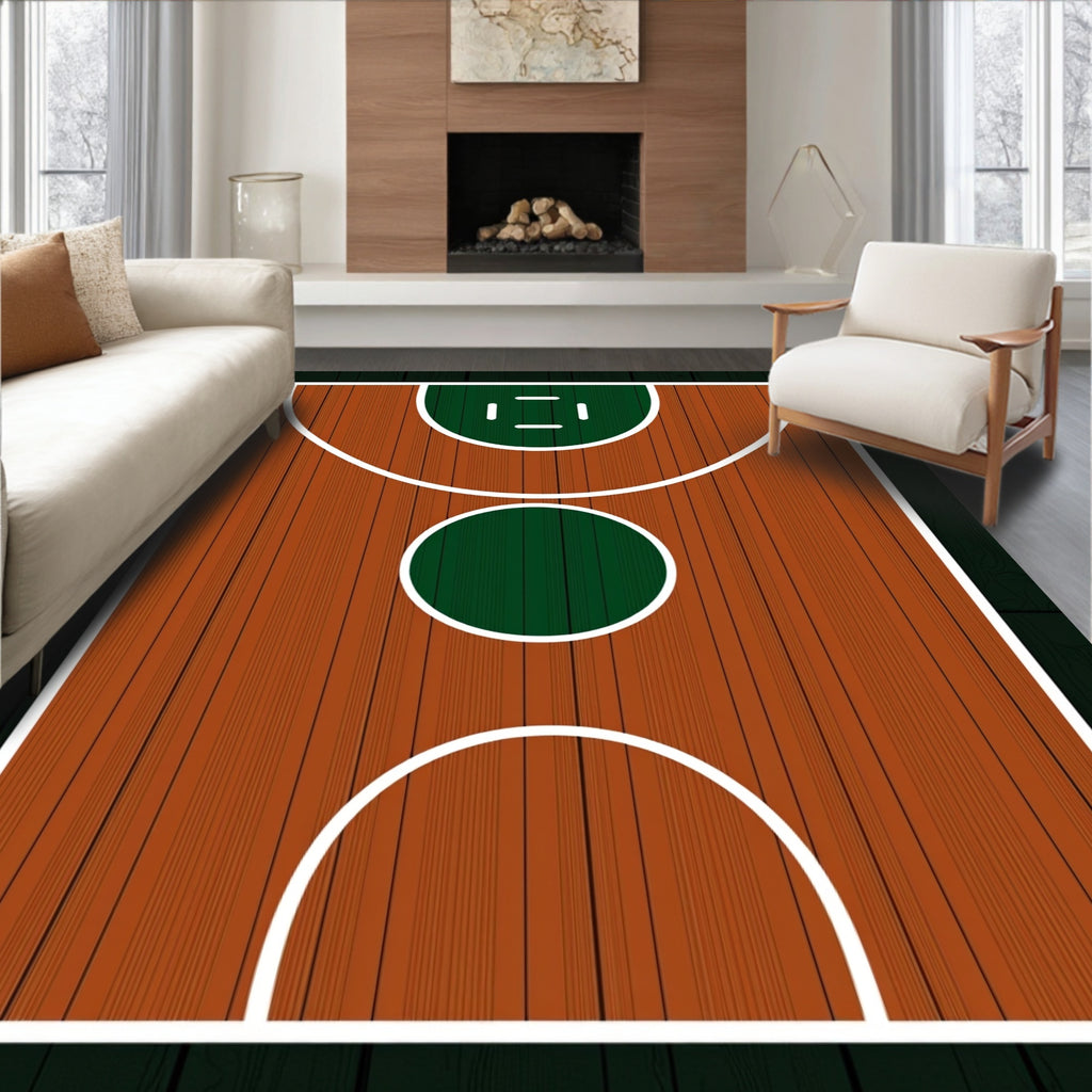 Classic Wooden Court Geometric Rug