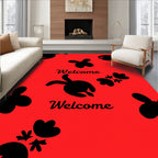 Red Black Whimsical Turtle Collection Rug