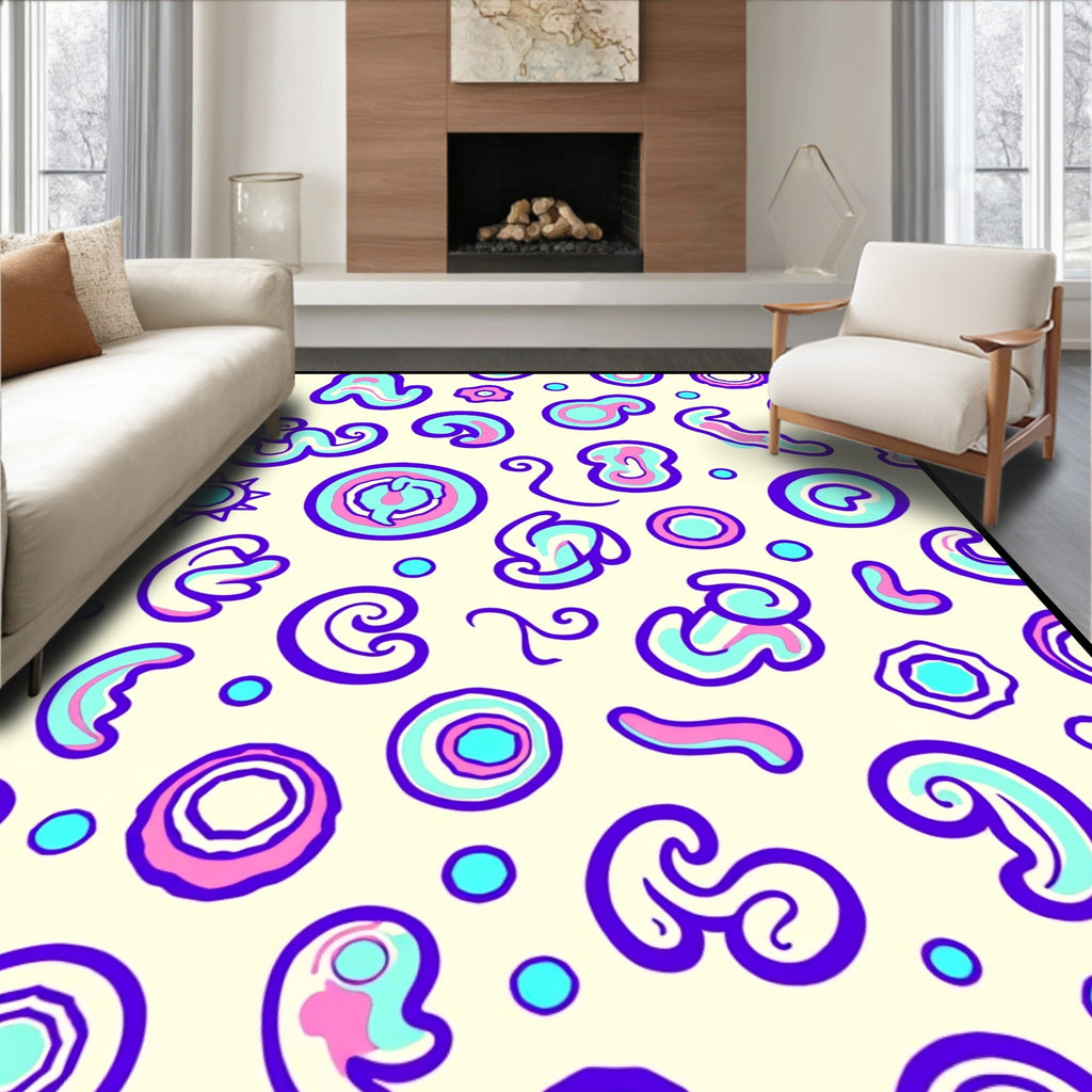 Groovy Amorphous Shapes Violet Aqua Pink Rug