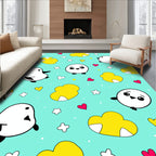Cute Birds Yellow Clouds Hearts Rug