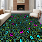 Colorful Neon Alphabet Circles Rug