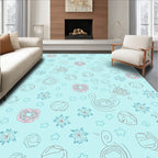 Light Blue Organic Whimsical Sketch Rug