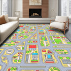 Whimsical Townhouse Street Grid Rug