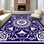 Deep Indigo Sunburst Floral Medallion Rug