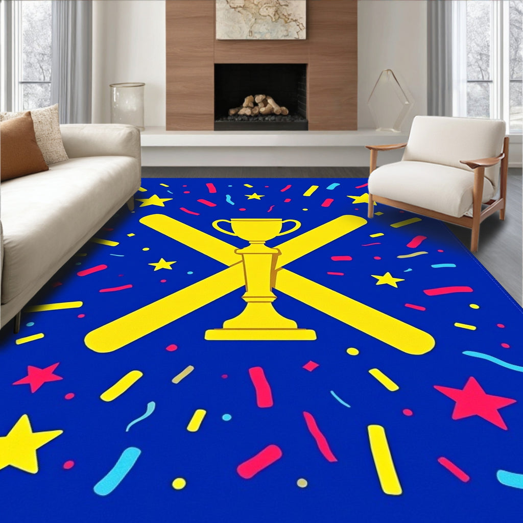 Yellow Trophy Confetti Starburst Rug