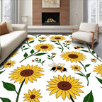 Golden Sunflowers With Bees Rug
