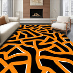 Organic Orange Black Intertwined Lines Rug