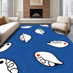 White Pod Abstract Blue Swirl Rug