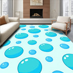 Aqua Blue Floating Bubbles Rug