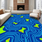 Cybernetic Blue Circuit Board Accents Rug