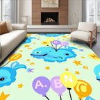 Whimsical Blue Whales With Alphabet Balloons Rug
