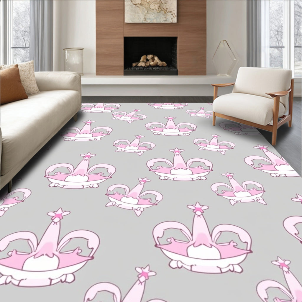 Pink Crown Repeating Pattern Rug