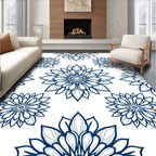 Indigo Floral Medallion Square Rug