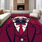 Dapper Pug In A Burgundy Suit Rug