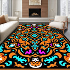 Gothic Orange Skull Floral Medallion Rug