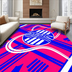Electric Blue Pink Retro Geometric Abstract Rug