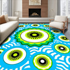 Groovy Blue Green Sunburst Circles Rug