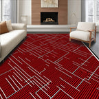 Crimson White Fissured Abstract Rug