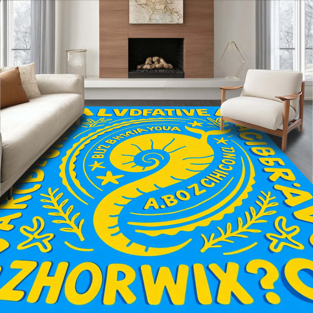 Yellow Whale Blue Ocean Graphic Rug