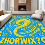 Yellow Whale Blue Ocean Graphic Rug