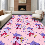 Funny Pink Alien Tower Illustration Rug