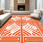 Vibrant Orange Geometric Block Rug
