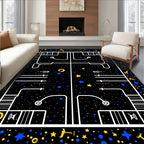 Cosmic Blue Yellow Starry Night Maze Rug