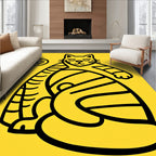 Curious Yellow Tabby Cat Outline Rug