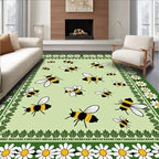 Yellow Black Bee Daisy Border Rug