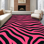 Vibrant Pink Black Zebra Stripes Rug
