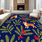 Whimsical Orange Dog Berry Sprig Rug