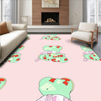 Whimsical Mint Red Bear Clouds Rug